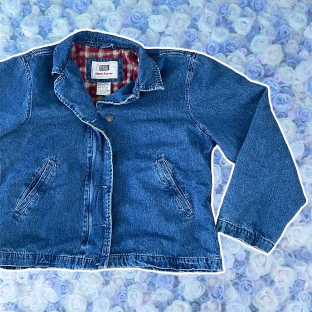 Vintage Faded Glory Jean Jacket Flannel Lined Grunge 90s Aesthetic Medium Zipper
